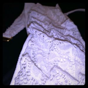 Victoria’s Secret white lace ruffle, bikini top